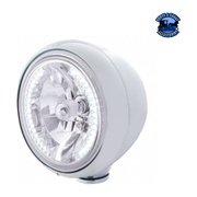 GUIDE 682-C STYLE HEADLIGHT H4 BULB WITH 34 WHITE LED (Choose Color) HEADLIGHT Stainless,Chrome,Black Light Gray