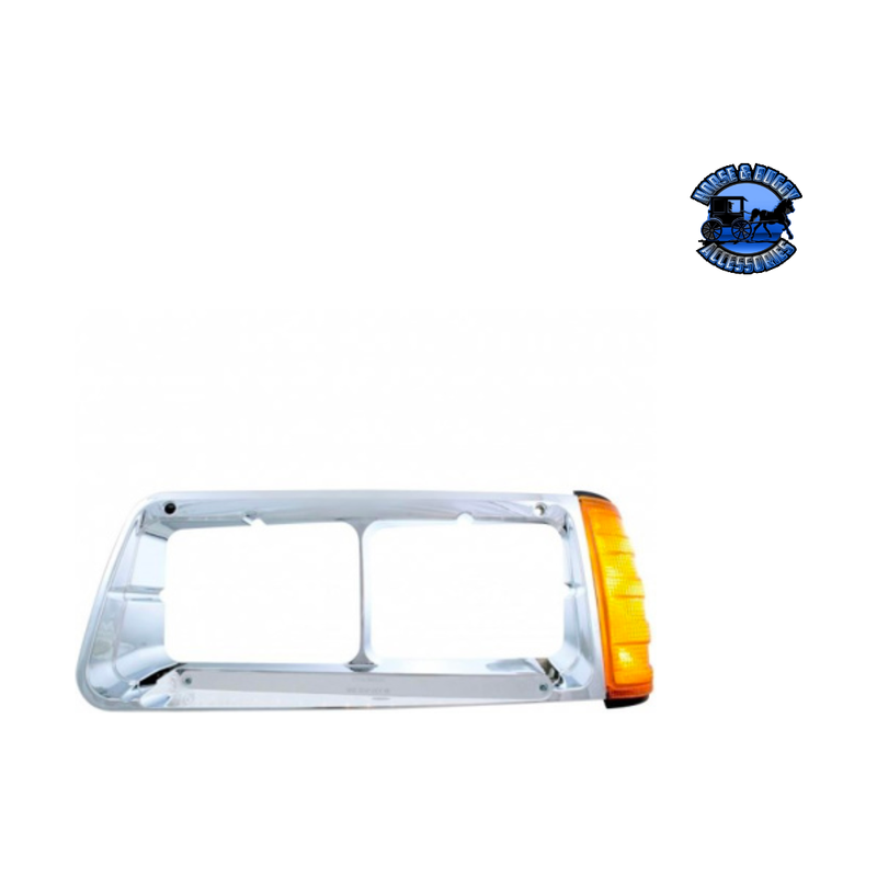 14 LED HEADLIGHT BEZEL WITH TURN SIGNAL FOR 1989-2009 FREIGHTLINER FLD (Choose Color) (Choose Side) Headlight Bezel Chrome / Driver's Side Light Gray