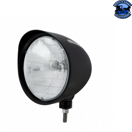 Light Gray Black "Billet" Style Groove Headlight With Visor H6024 Bulb #32678 HEADLIGHT