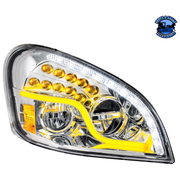 HIGH POWER LED HEADLIGHT WITH LED DRL & LED TURN SIGNAL FOR 2008-2017 FL CASCADIA (Choose Color) (Choose Side) LED Headlight Chrome / Passenger's Side Gray