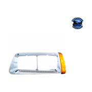 14 LED HEADLIGHT BEZEL WITH TURN SIGNAL FOR 1989-2009 FREIGHTLINER FLD (Choose Color) (Choose Side) Headlight Bezel Clear / Driver's Side Light Gray