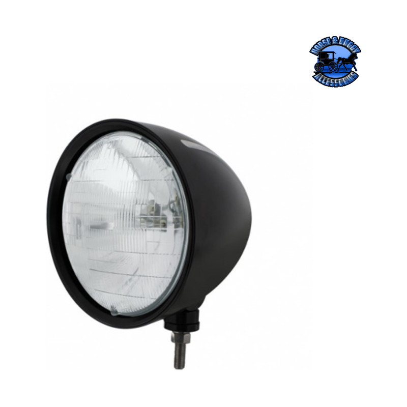 Black "Billet" Style Groove Headlight H6024 Bulb #32664 HEADLIGHT Light Gray