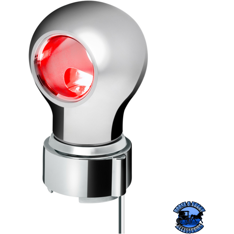 THREAD-ON CHARLOTTE STYLE GEARSHIFT KNOB WITH LED 9/10 SPEED ADAPTER  (Choose Finish)(Choose LED Color) Knob Chrome / Red Light Gray