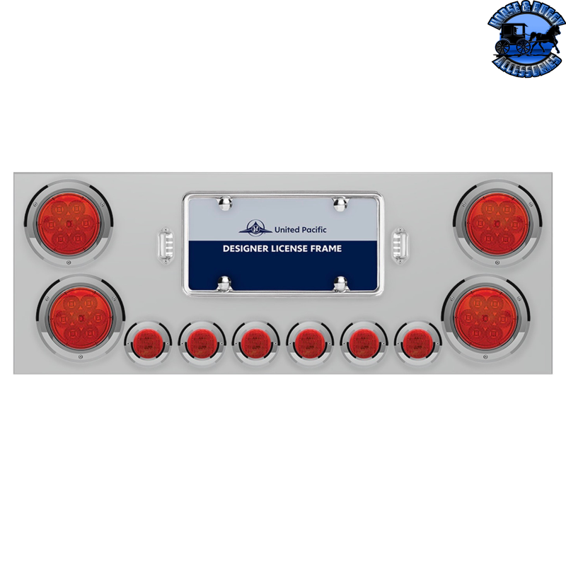 SS Rear Center Panel With 4X 7 LED 4" Reflector Lights & 6X 9 LED 2" Lights -Red LED & Lens #34666