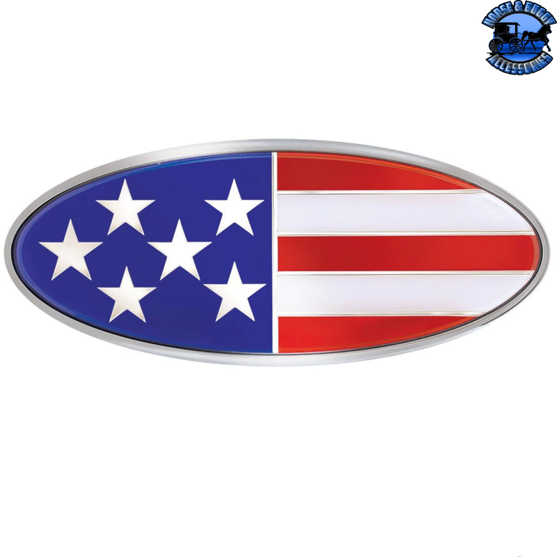 Chrome Die Cast Oval Emblem - USA Flag #10945