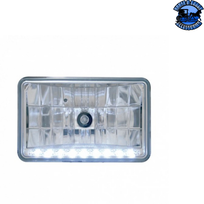 Dark Gray ULTRALIT - 4" X 6" CRYSTAL HEADLIGHT WITH 9 LED POSITION LIGHT (Choose Color) (Choose Side) HEADLIGHT White / Low