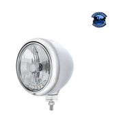 GUIDE 682-C STYLE HEADLIGHT H4 BULB WITH 6 AMBER LED (Choose Color) HEADLIGHT Stainless,Chrome Light Gray