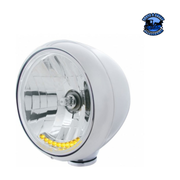 GUIDE 682-C STYLE HEADLIGHT H4 BULB WITH 10 AMBER LED (Choose Color) HEADLIGHT Chrome Light Gray