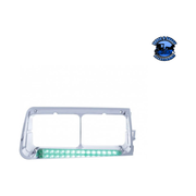 14 LED HEADLIGHT BEZEL WITH COLOR LED FOR 1989-2009 FREIGHTLINER FLD (Choose Color) (Choose Side) LED Headlight Bezel Green / Passenger's Side Light Gray