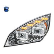 10 LED PROJECTOR HEADLIGHT WITH LED SEQUENTIAL TURN & DRL FOR 2018-2024 CASCADIA (Choose Color) (Choose Side) HEADLIGHT Chrome / Driver's Side Gray