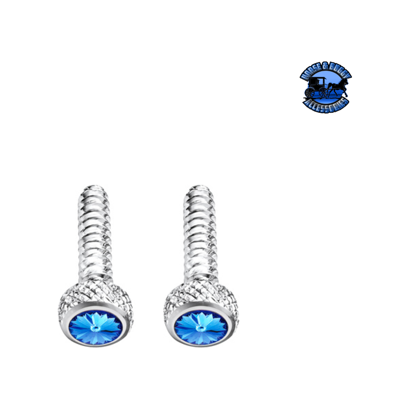 CHROME SHORT DASH SCREW FOR FREIGHTLINER WITH COLOR CRYSTAL (2-PACK) (Choose Color) Dash Screw Blue Light Gray