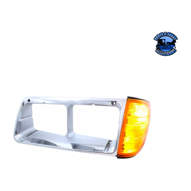 1PC HEADLIGHT BEZEL WITH TURN SIGNAL FOR 1989-2009 FREIGHTLINER FLD (Choose Side) Headlight Bezel Driver's Side Light Gray