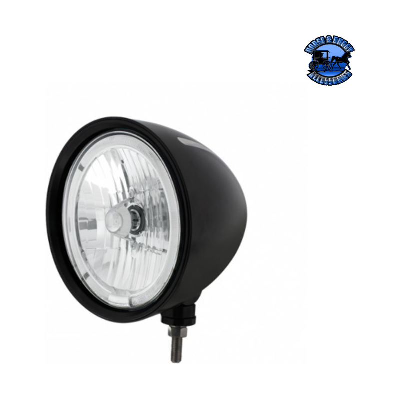 Black "Billet" Style Groove Headlight 9007 Bulb With White LED Halo Rim #32670 HEADLIGHT Light Gray