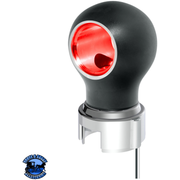 THREAD-ON CHARLOTTE STYLE GEARSHIFT KNOB WITH LED 13/15/18 SPEED ADAPTER  (Choose Finish)(Choose LED Color) Knob Matte Black / Red Tan
