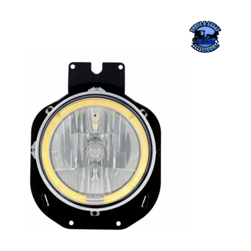 Crystal Headlight With Amber LED Halo Ring For 1996-2005 Freightliner Century #31281 Crystal Headlight Gray
