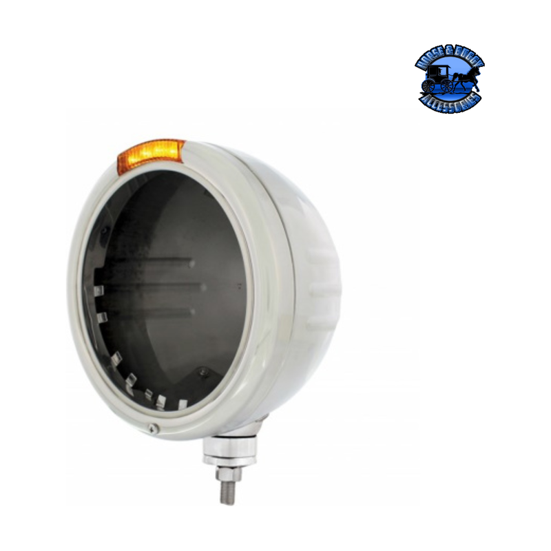 STAINLESS STEEL CLASSIC STRIPE HEADLIGHT NO BULB WITH LED SIGNAL (Choose Color) HEADLIGHT Amber Dark Slate Gray