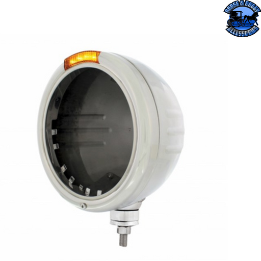 Dark Slate Gray STAINLESS STEEL CLASSIC STRIPE HEADLIGHT NO BULB WITH LED SIGNAL (Choose Color) HEADLIGHT Amber