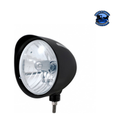 Black "Billet" Style Groove Headlight With Visor Crystal H4 Bulb #32680 HEADLIGHT Light Gray