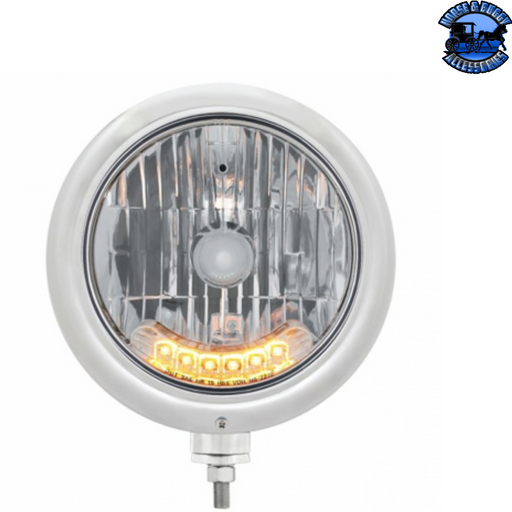 Gray CHROME CLASSIC HEADLIGHT H4 BULB WITH 6 AMBER LED (Choose Color) HEADLIGHT Stainless