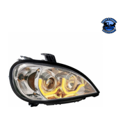 PROJECTION HEADLIGHT WITH DUAL FUNCTION LIGHT BAR FOR 2001-2020 FREIGHTLINER COLUMBIA (Choose Color) (Choose Side) HEADLIGHT Chrome / Passenger's Side Tan