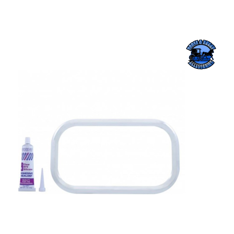 Stainless Curved View Window Trim With Sealant Adhesive For Freightliner #21719 Window Trim Light Gray