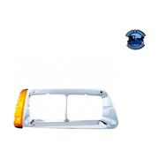 14 LED HEADLIGHT BEZEL WITH TURN SIGNAL FOR 1989-2009 FREIGHTLINER FLD (Choose Color) (Choose Side) Headlight Bezel Chrome / Passenger's Side Light Gray