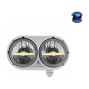 HEADLIGHT ASSEMBLY WITH 304 SS HOUSING & LED HEADLIGHTS W/LED POSITION LIGHT FOR PETERBILT 359 (Choose Color) (Choose Side) HEADLIGHT Amber / Passenger's Side Gray