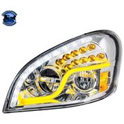 HIGH POWER LED HEADLIGHT WITH LED DRL & LED TURN SIGNAL FOR 2008-2017 FL CASCADIA (Choose Color) (Choose Side) LED Headlight Chrome / Driver's Side Gray