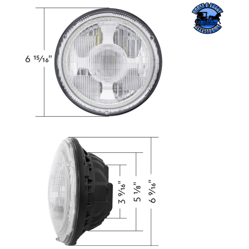 ULTRALIT - HIGH POWER LED 7" PROJECTION LIGHT WITH DUAL COLOR LED HALO & CLASSIC STYLE LENS #31499 LED Headlight Light Gray