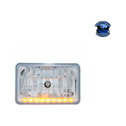 ULTRALIT - 4" X 6" CRYSTAL HEADLIGHT WITH 9 LED POSITION LIGHT (Choose Color) (Choose Side) HEADLIGHT Amber / Low Gray