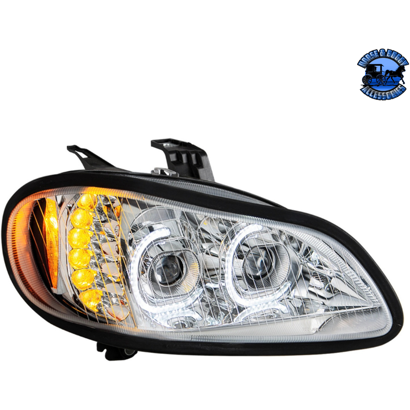 LED HEADLIGHT ASSEMBLY FOR 2003-2024 FREIGHTLINER M2 (Choose Color) (Choose Side) LED Headlight Chrome / Passenger's Side Gray