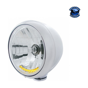 GUIDE 682-C STYLE HEADLIGHT H4 BULB WITH 10 AMBER LED (Choose Color) HEADLIGHT Stainless Light Gray