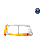 14 LED HEADLIGHT BEZEL WITH TURN SIGNAL FOR 1989-2009 FREIGHTLINER FLD (Choose Color) (Choose Side) Headlight Bezel Amber / Passenger's Side Light Gray