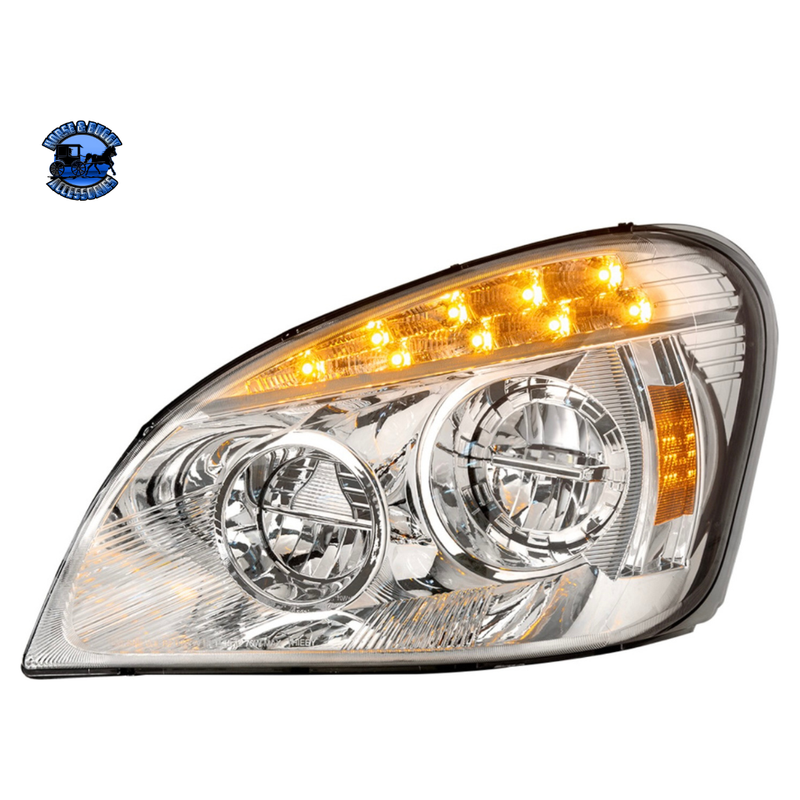 LED HEADLIGHT FOR 2008-2017 FREIGHTLINER CASCADIA (Choose Color) (Choose Side) Headlight Chrome / Driver's Side Gray