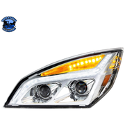 LED PROJECTION HEADLIGHT WITH LED POSITION LIGHT FOR 2018-2024 FREIGHTLINER CASCADIA (Choose Color) (Choose Side) LED Headlight Chrome / Driver's Side Light Gray