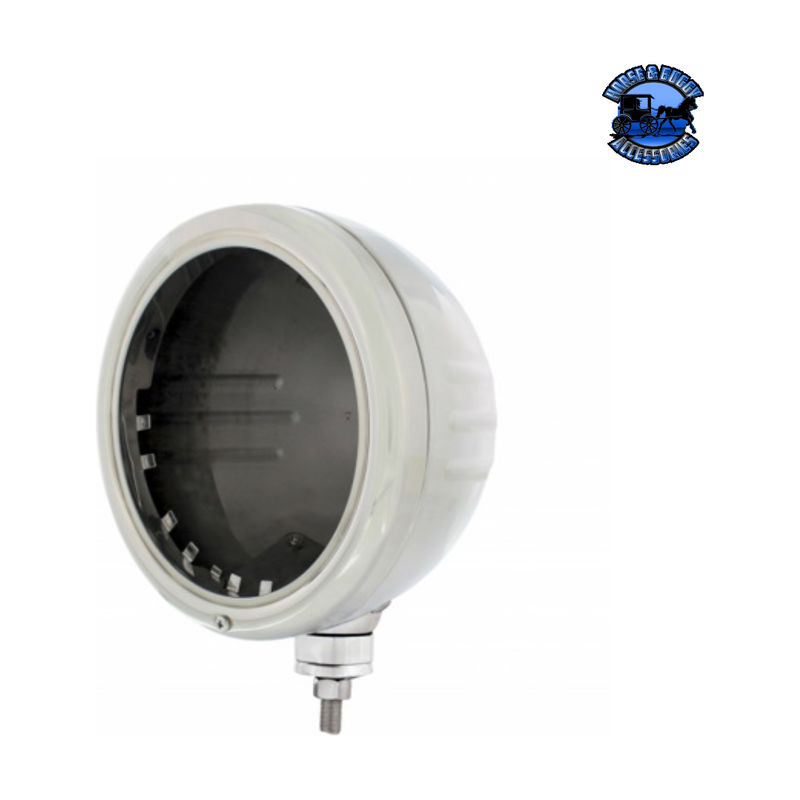 Stainless Classic Style Embossed Stripe Headlight Housing #32728 Headlight Housing Dark Slate Gray