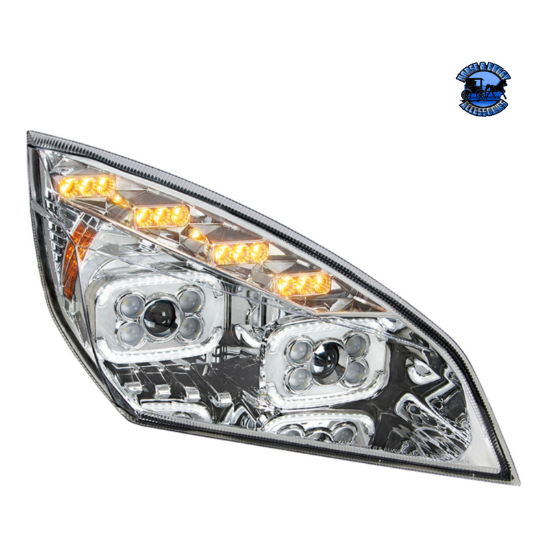 10 LED PROJECTOR HEADLIGHT WITH LED SEQUENTIAL TURN & DRL FOR 2018-2024 CASCADIA (Choose Color) (Choose Side) HEADLIGHT Chrome / Passenger's Side Gray