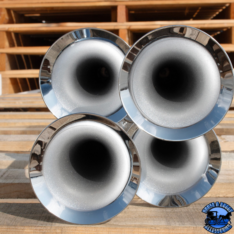 4 TRUMPET MINI TRAIN HORN (Choose Finish) TRAIN HORN Chrome,Black Dark Gray