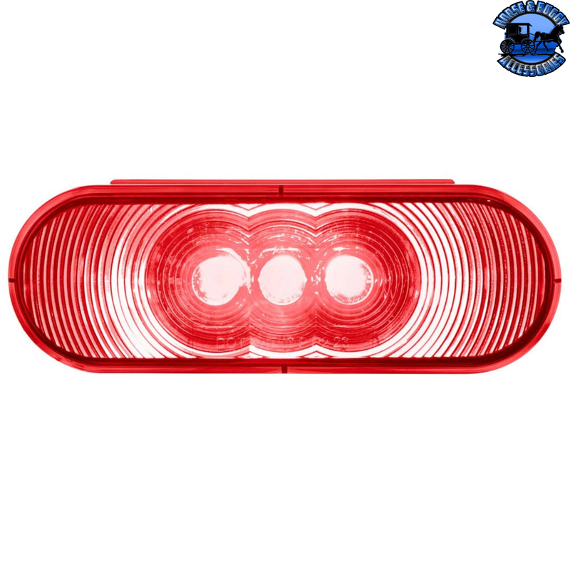 3 LED 6" Oval Light (Stop, Turn, & Tail)- Red LED/Red Lens #38067B