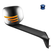 CHROME HOOD MIRROR ASSEMBLY W/ SEQUENTIAL LED LIGHTS FOR 2018-2024 FREIGHTLINER CASCADIA - HEATED (Choose Side) Mirror Passenger's Side Dark Slate Gray
