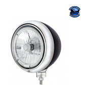 BLACK GUIDE HEADLIGHT 9007 BULB WITH LED HALO RIM (Choose Color) HEADLIGHT White Light Gray