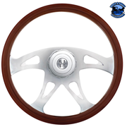 18" BOSS STYLE WOOD STEERING WHEEL WITH HUB & HORN BUTTON KIT FOR PETERBILT (2006+) & KENWORTH (2003+) #88179 steering wheel Light Gray