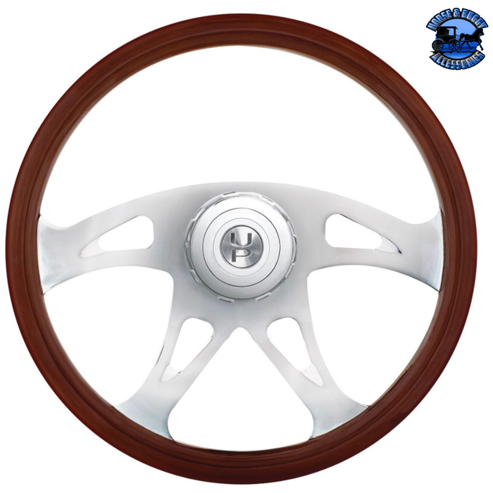 Light Gray 18" Boss Style Wood Steering Wheel With Hub & Horn Button Kit For Peterbilt (2006+) & Kenworth (2003+) #88179 steering wheel