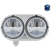 HEADLIGHT ASSEMBLY WITH 304 SS HOUSING & LED HEADLIGHTS FOR PETERBILT 359 (Choose Color) (Choose Side) HEADLIGHT Chrome / Driver's Side Gray