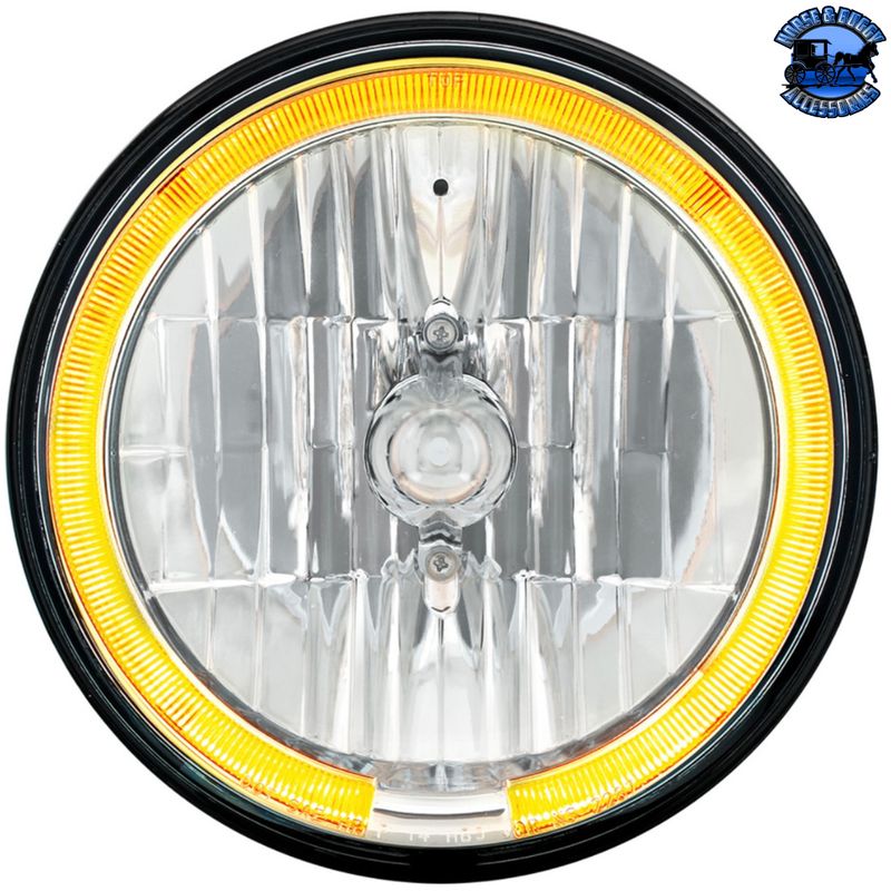 ULTRALIT - 7" CRYSTAL HEADLIGHT WITH LED HALO RING (Choose Color) HEADLIGHT Amber Light Gray