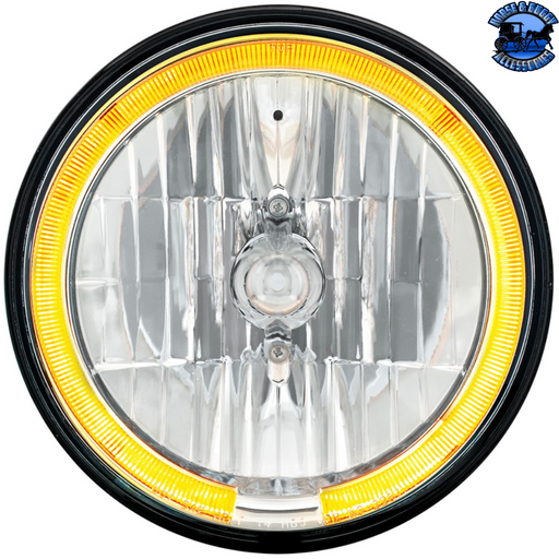 Light Gray ULTRALIT - 7" CRYSTAL HEADLIGHT WITH LED HALO RING (Choose Color) HEADLIGHT Amber