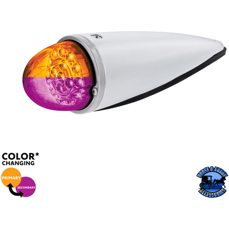 DOUBLE FURY 17 LED DUAL FUNCTION WATERMELON TORPEDO CAB LIGHT (Choose LED Color) CAB LIGHT Amber and Purple Light Gray