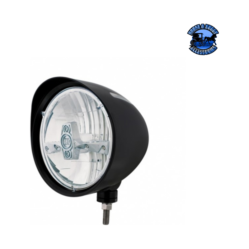 Black "Billet" Style Groove Headlight With Visor 5 LED Bulb - Chrome #32691 HEADLIGHT Light Gray