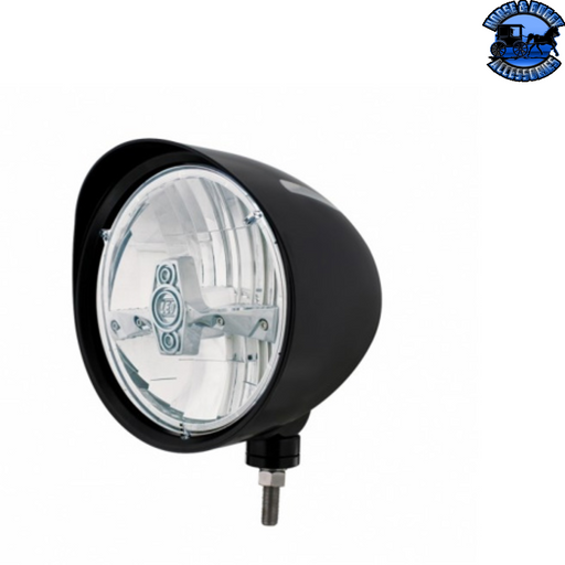 Light Gray Black "Billet" Style Groove Headlight With Visor 5 LED Bulb - Chrome #32691 HEADLIGHT