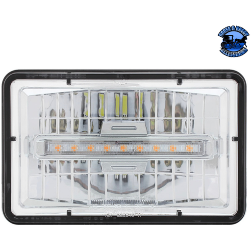 Light Gray ULTRALIT - 4" X 6" RECTANGULAR LED HEADLIGHT WITH LED POSITION LIGHT (Choose Color) (Choose High or Low) LED Headlight Amber / Low,Amber / High,White / Low,White / High